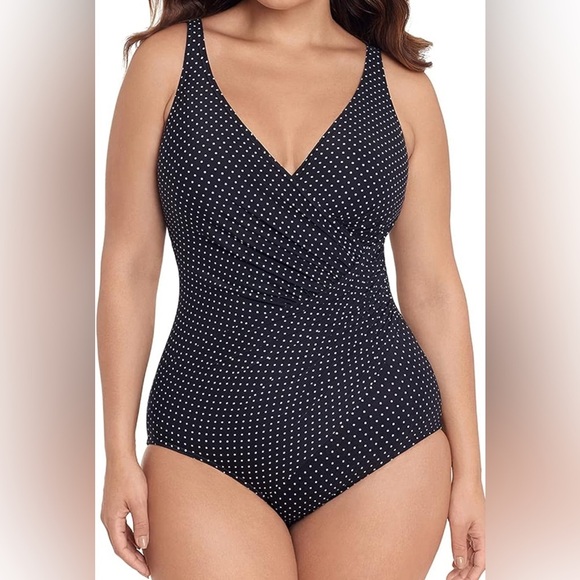 Miraclesuit Women'sPin Point Oceanus Tummy Control V-Neckline One Piece Swimsuit - Picture 2 of 7